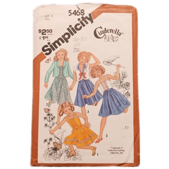 1982 Girls Cinderella Simplicity Pattern Size 12, Vintage Sundress & Jacket - Picture 1 of 8